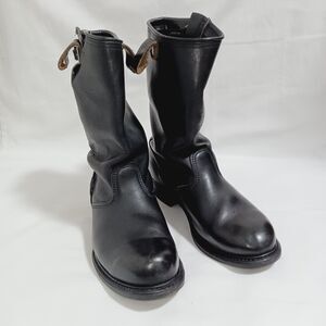 Carolina Mens Biker Boot Size 10 Black Leather Made In USA